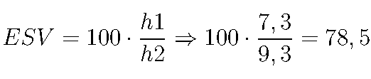 ESV = 100 \cdot \frac{h1}{h2}\Rightarrow 100 \cdot \frac{7,3}{9,3} = 78,5