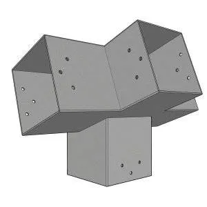 Connecteur SUNDIY pente 20° Gris aluminium RAL 9006 - 120mm à 4 directions - Forme T1