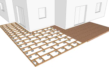 Terrasse en bois sur plots plastique réglables
