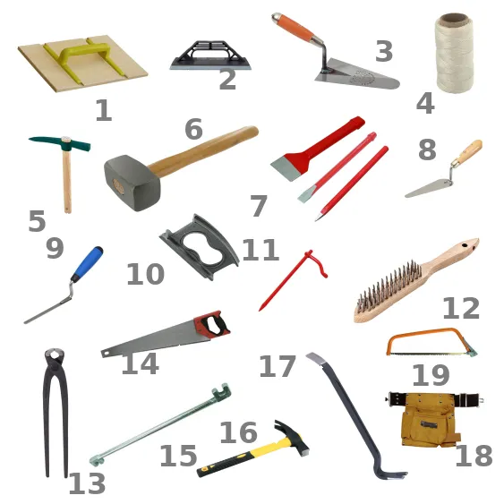 Les outils de maçon et de coffreur