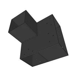 Illustration en perspective du connecteur SUNDIY Anthracite RAL 7016 - 240mm à 3 directions en L - Droite