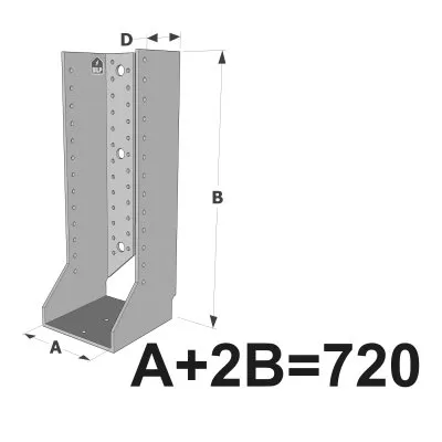 Grands sabots à ailes intérieures, gamme GSI CLASSIQUE (épaisseurs 4mm, profondeur 110mm) - Réf. GSI720/4X-AL