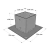 Dimensions du support de poteau SUNDIY Gris aluminium RAL9006 - Largeur intérieur 120mm