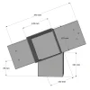 Dimensions du connecteur SUNDIY pente 20° Gris aluminium RAL 9006 - 120mm à 4 directions - Forme T2