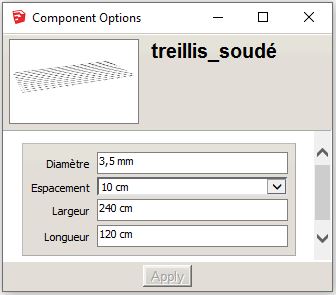 Le menu du composant