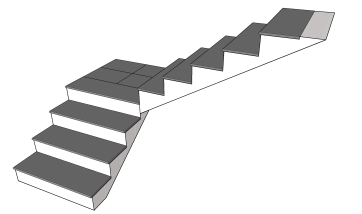 Un escalier à deux volées perpendiculaires