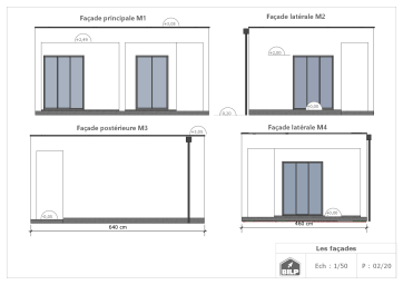 Dimensions RITA_A option  toiture béton