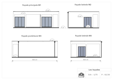 Dimensions RITA_C option toiture béton