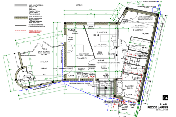 Plan du niveau Rez de jardin