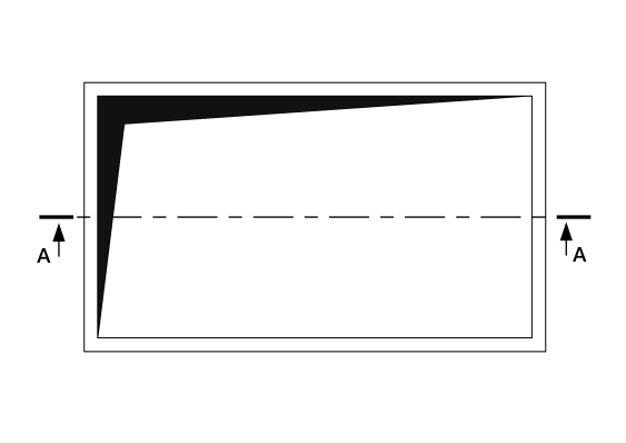 La représentation par un pochage en noir sur deux côtés intérieures des trémies et des réservations